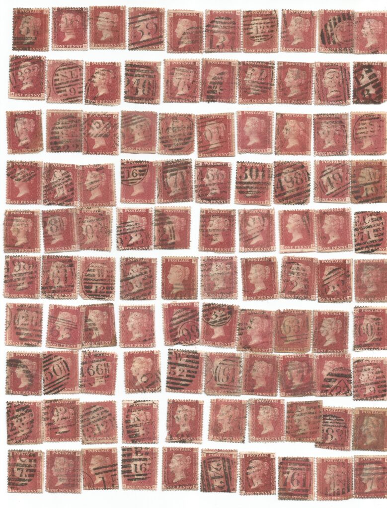 A scan of my listing on ebay featuring 100 Penny red Stamps